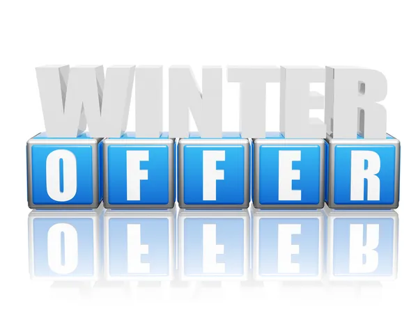 Winteraanbieding - letters en blok — Stockfoto