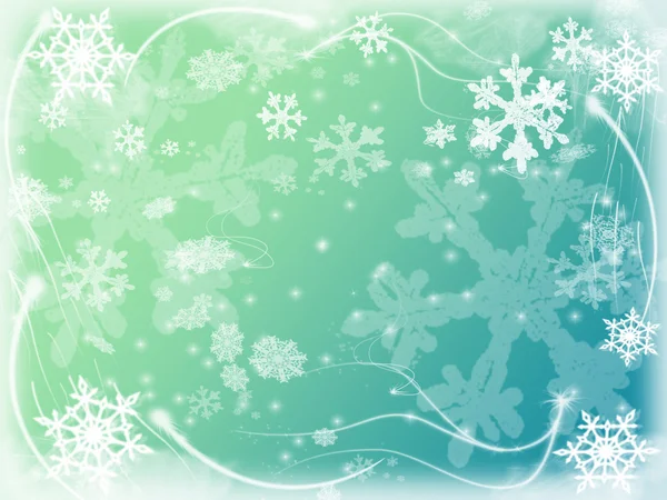 Vintern bakgrund med snöflingor i blått — Stockfoto