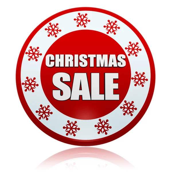 Christmas sale red circle banner with snowflakes symbol — Stock Photo, Image