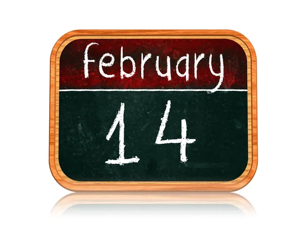 February 14 on blackboard banner — Stock Photo, Image