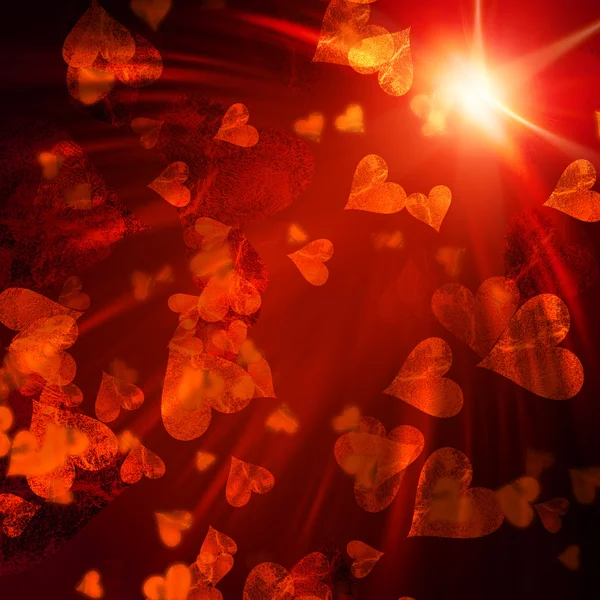 Corazones naranjas con luces —  Fotos de Stock