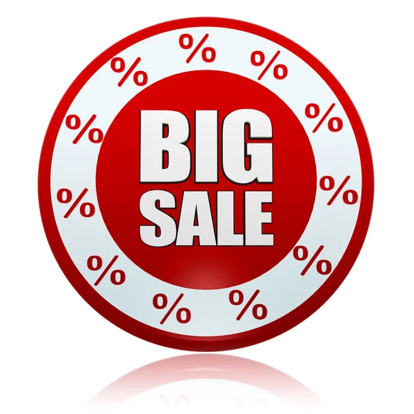 Big sale and percentages symbols in red circle banner — Stock Photo, Image