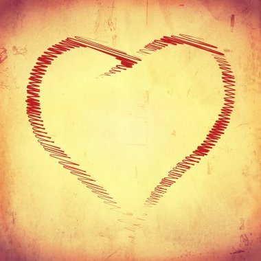 bej eski kağıt üzerinde büyük çizgili kalp