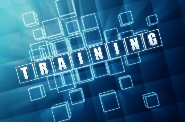 Training in blue glass blocks — Stock Photo, Image