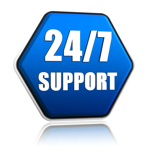 24 7 support hexagon button — Stock Photo, Image