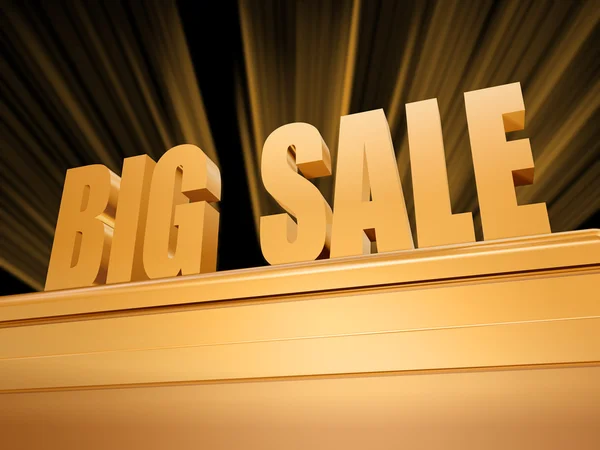 Big sale over golden pedestal — Stock Photo, Image
