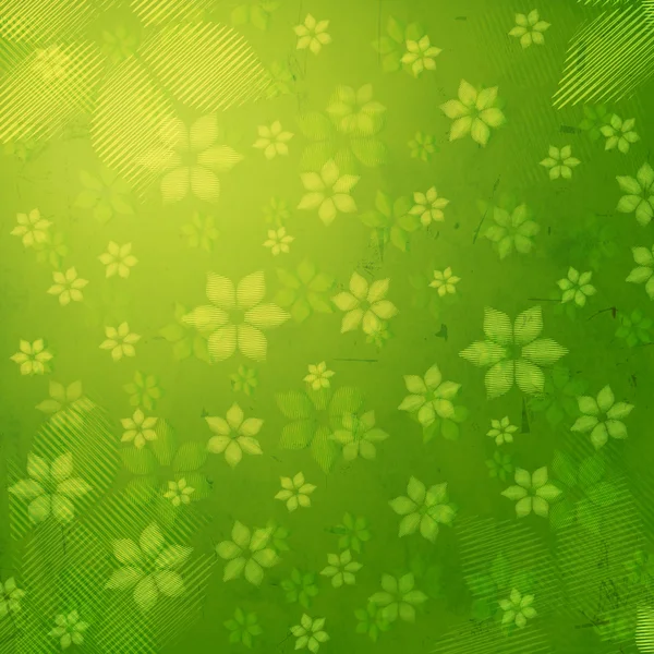 Gestreepte bloemen in groene oud papier achtergrond — Stockfoto