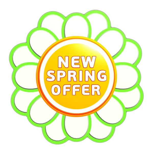 New spring offer green orange flower label — Stock Photo, Image