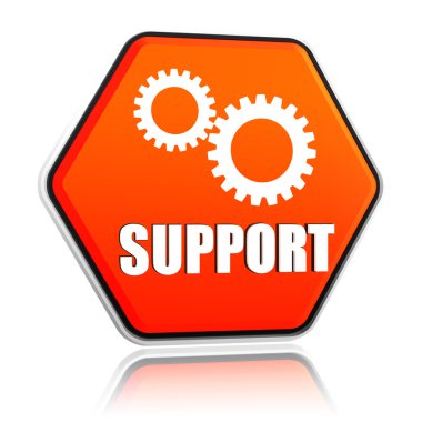 support and gears sign in hexagon button clipart