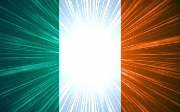 Ierse vlag met licht die stralen worden — Stockfoto