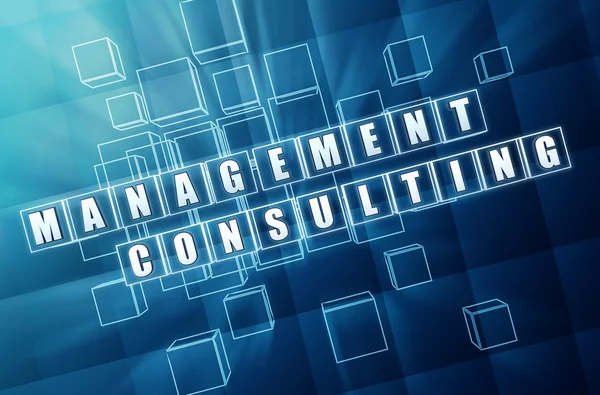 Management consulting v modré skleněné kostky — Stock fotografie