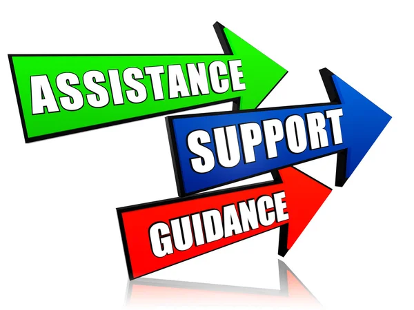 Assistance, support, guidance in arrows — Stock Photo, Image