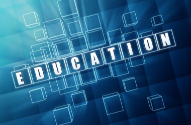 Eğitim mavi cam küpler