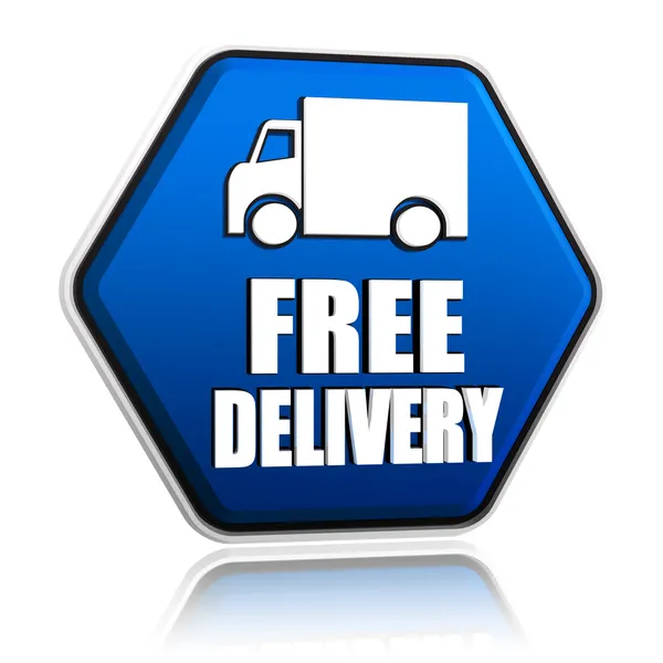 Free delivery and truck sign in blue button — Stock Photo, Image