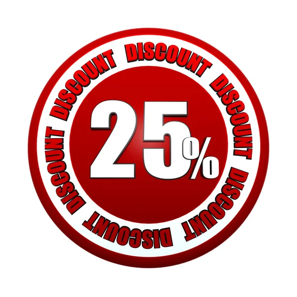 25 percentages discount 3d red circle label — Stock Photo, Image