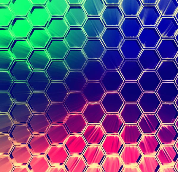 Abstrakt mångfärgade lysande hexagoner bakgrund — Stockfoto