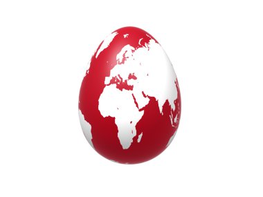 Kırmızı - Avrupa, Afrika, Asya dünyada yumurta