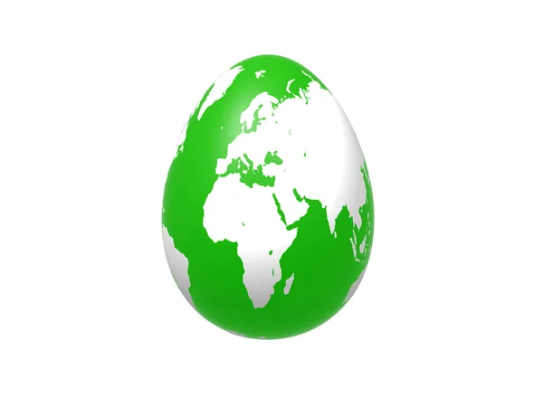 Egg world in green - europe, africa, asia — Stock Photo, Image