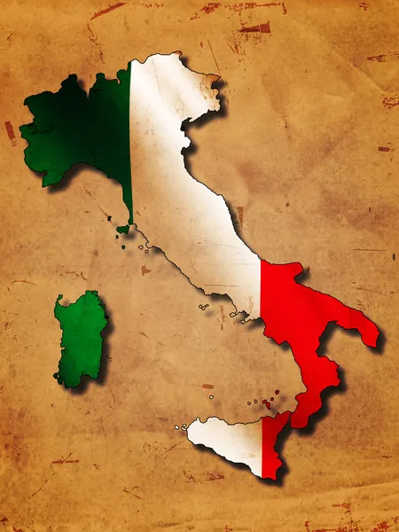 Italienische Landkarte mit Flagge — Stockfoto