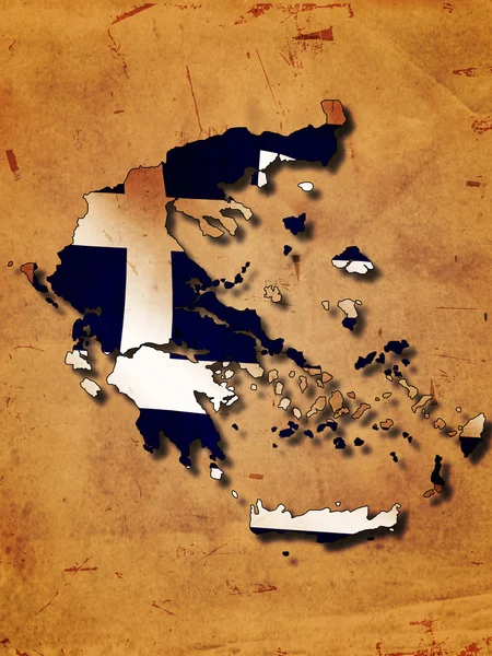 Mapa Grecji z flagą — Zdjęcie stockowe