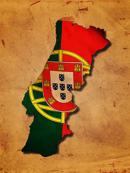 Mapa português com bandeira — Fotografia de Stock