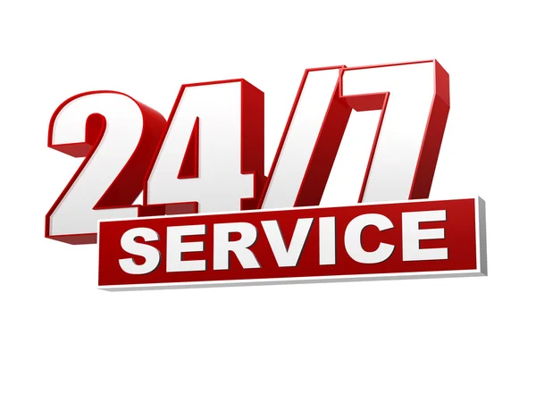 24 7 Service rot weißes Banner - Buchstaben und Block — Stockfoto