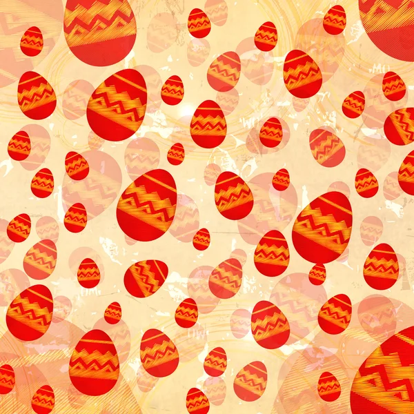 Красные пасхальные яйца на бежевом бумажном фоне — стоковое фото