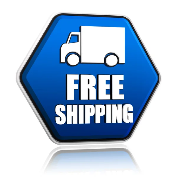 Free shipping and truck sign in blue button — Stock Photo, Image