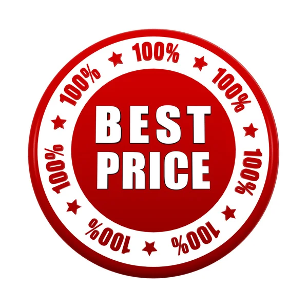 100 procentowe Najlepsza cena etykieta czerwone kółko 3d — Zdjęcie stockowe