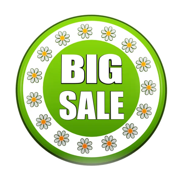 Spring big sale green circle label with flowers — Zdjęcie stockowe