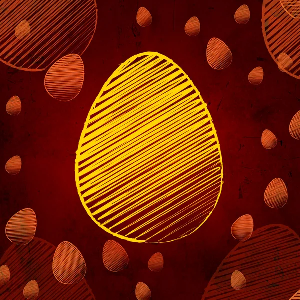 Желтое пасхальное яйцо на старом бумажном фоне с яйцами — стоковое фото