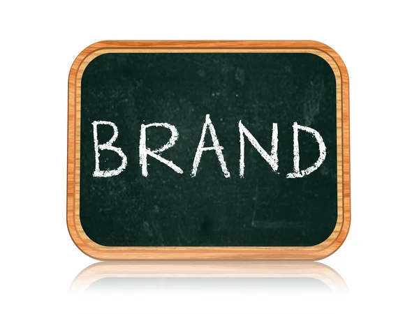 Brand on blackboard banner — Stock Photo, Image