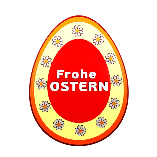 Frohe Ostern over 3d easter egg with flowers — Stock Photo, Image