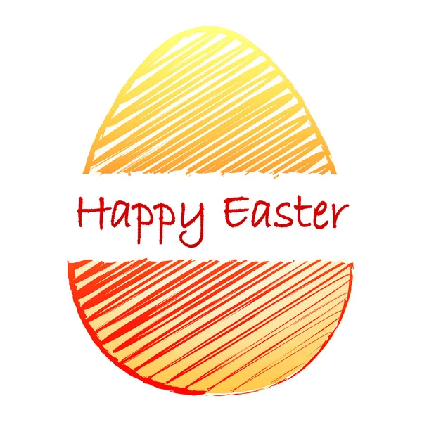 Happy Easter and striped yellow red egg — Stock Photo, Image