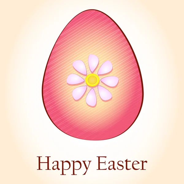 Happy Easter and striped rink egg with flower — Stock Photo, Image