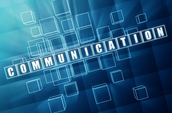 Communication in blue glass cubes — Stock Photo, Image