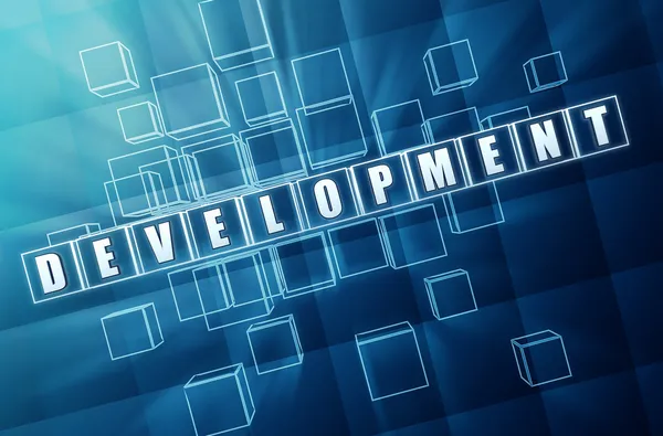 Development in blue glass cubes — Stock Photo, Image