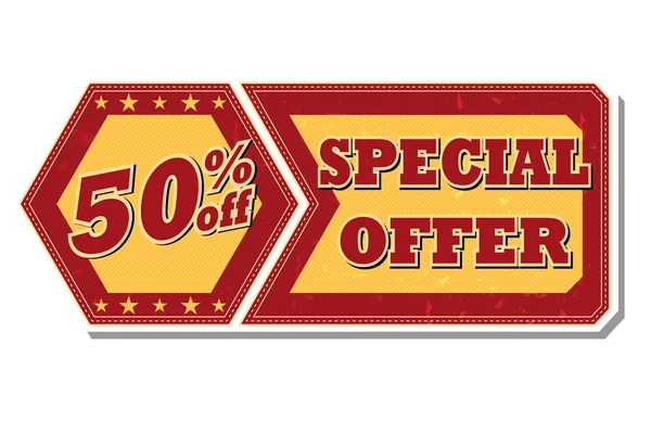 50 percentages off special offer - retro label — Zdjęcie stockowe