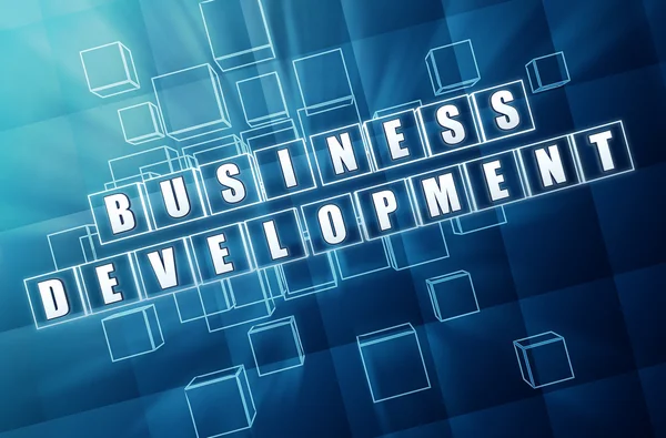 Business development in blue glass cubes — Stock Photo, Image