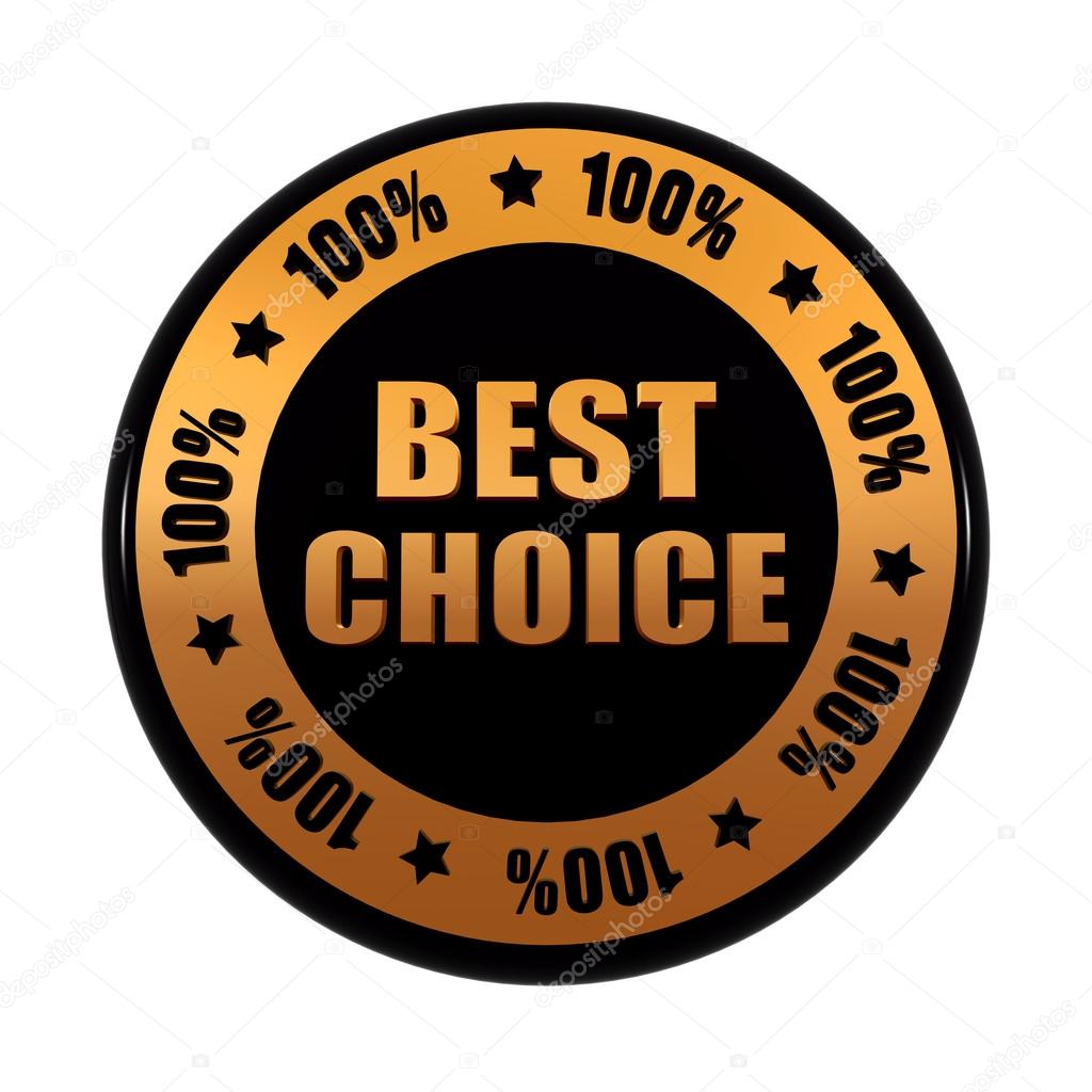 best choice 100 percentages in golden black circle label