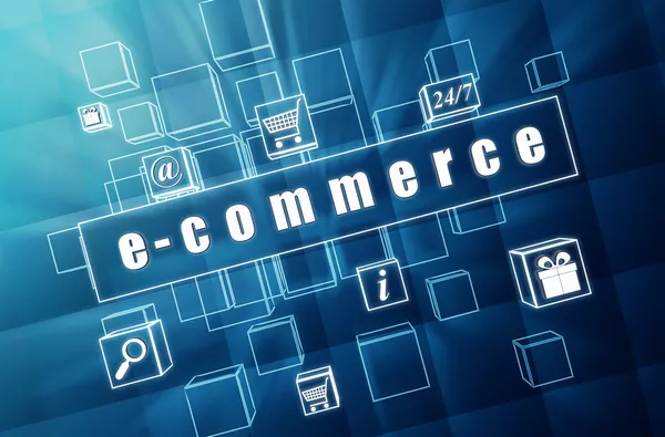 e-ticaret ve iş imzalar mavi cam küpler