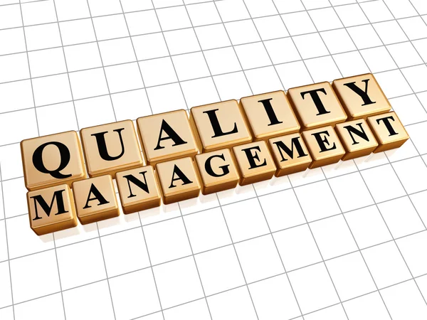 Quality management in golden cubes — Stock Photo, Image