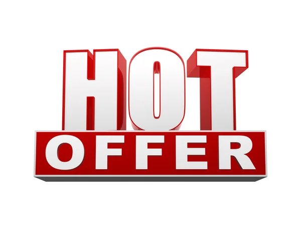 Hot offer in 3d letters and block — Stock Photo, Image