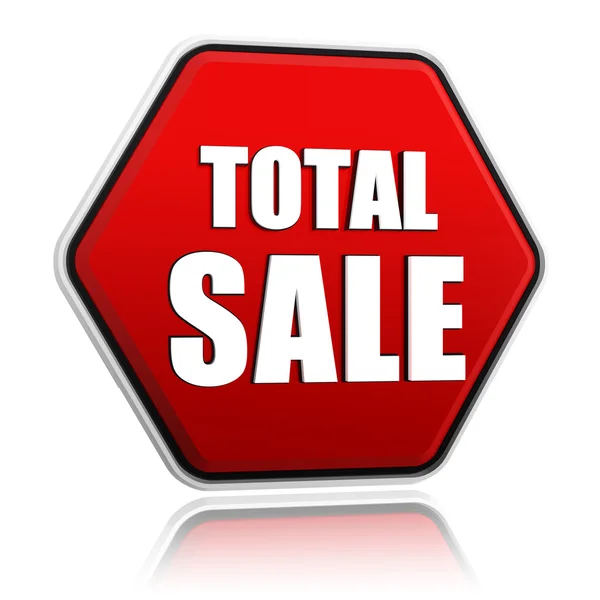 Total sale in red hexagon banner — Stock Photo, Image