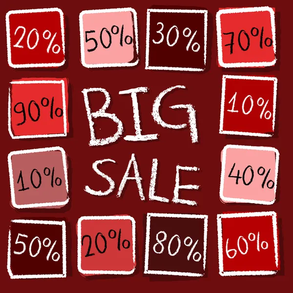 Velký výprodej a procenta v čtverce - retro red label — Stock fotografie