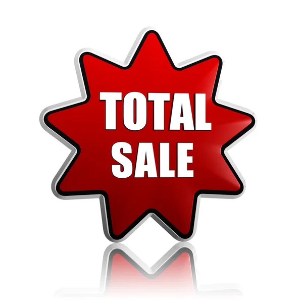 Total sale in red star banner — Stock Photo, Image