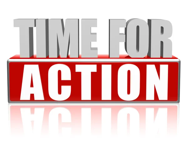 Time for action in 3d letters and block — Stock Photo, Image