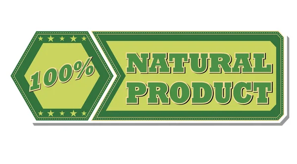 100 відсотків натурального продукту - ретро-зелений лейбл — стокове фото