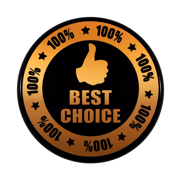 Best choice 100 percentages and thumb up sign in golden black ci — Stock Photo, Image