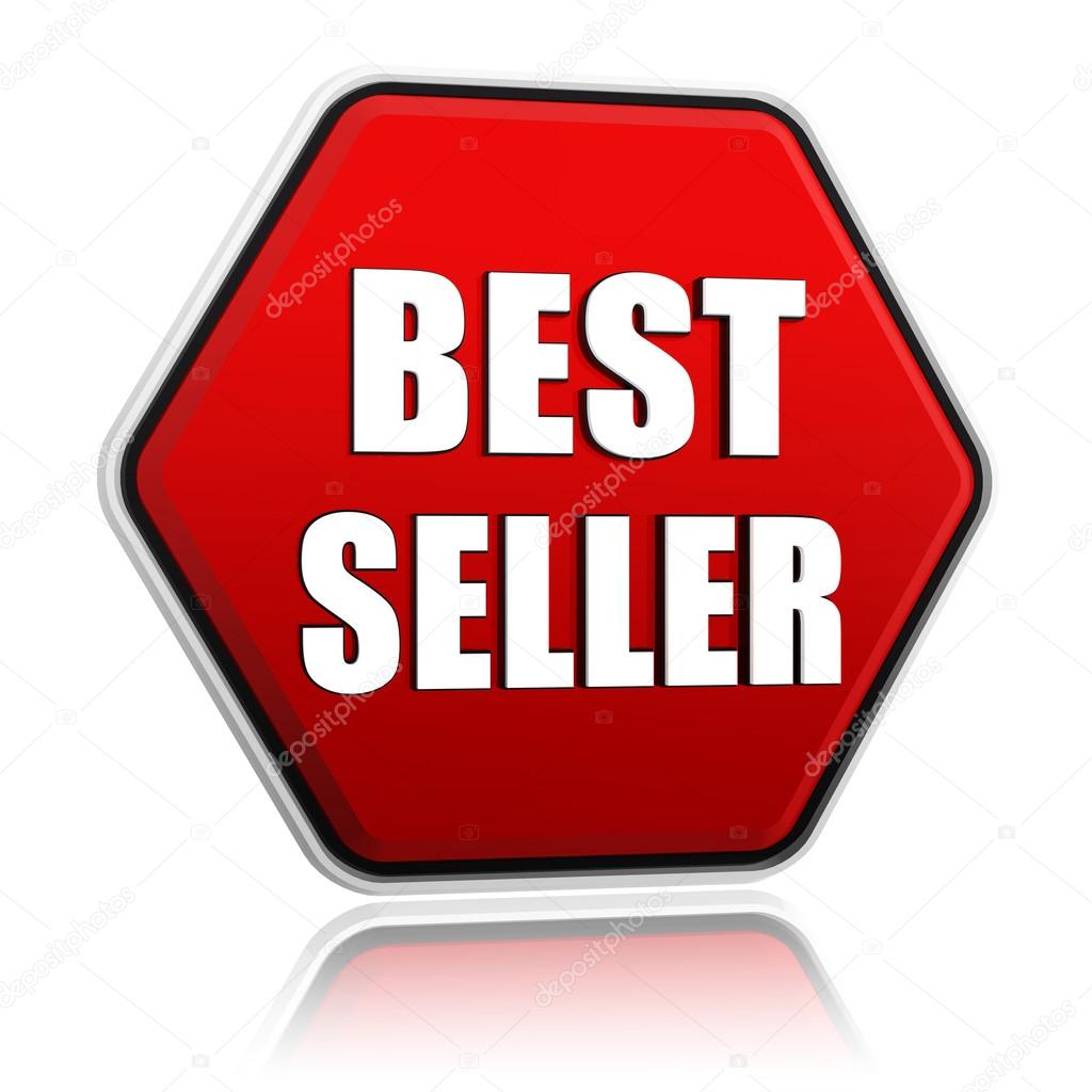 best seller in red hexagon banner